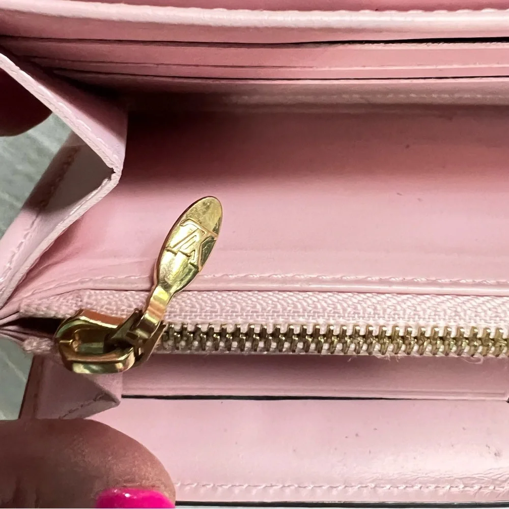 Louis Vuitton Monogram Vernis Portefeuille Sarah Long Wallet Rose Pink Authentic